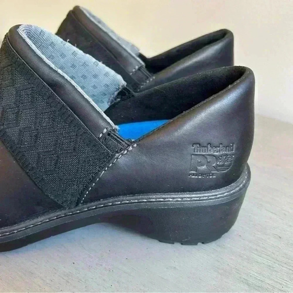 Timberland PRO Women Black Clog 10 Riveter SD+ Slip-On At Work Shoe Leather EUC - Picture 11 of 13